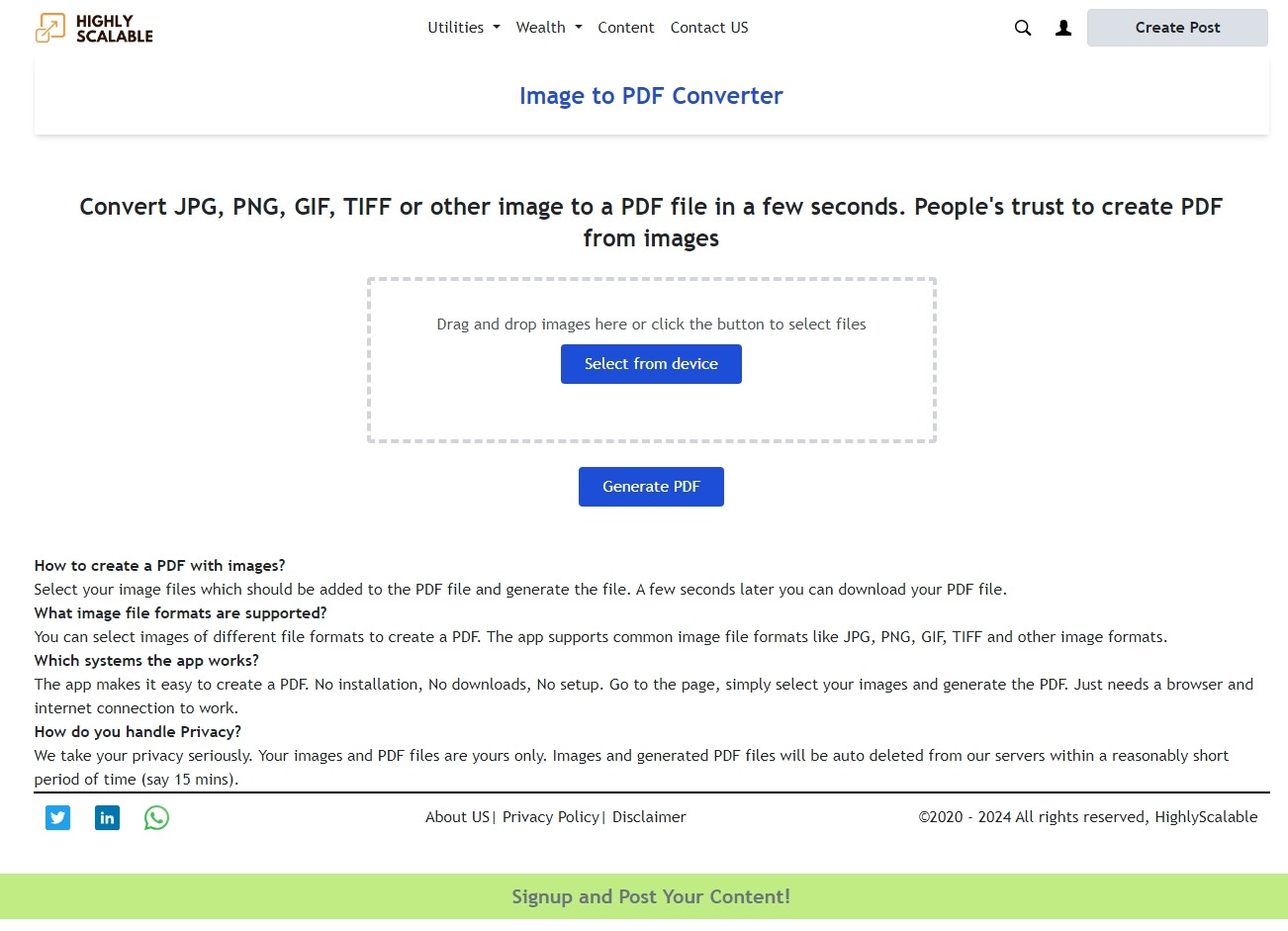 An web app to convert your images to pdf